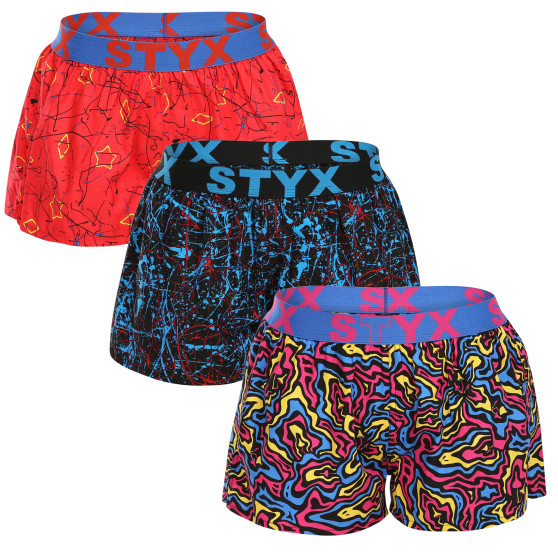 3PACK Boxer da donna Styx art sport gomma multicolore (3T13603)