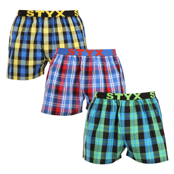 3PACK Styx Boxer da uomo sportivi elasticizzati multicolore (3B103739)