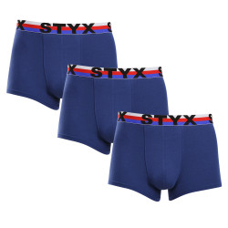 3PACK Styx boxer uomo sport elastico blu scuro tricolore (3G1968)