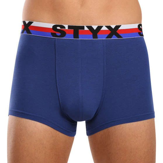 3PACK Styx boxer uomo sport elastico blu scuro tricolore (3G1968)