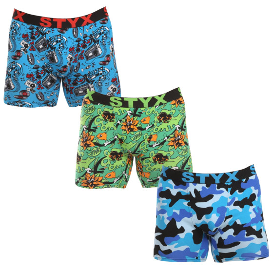 3PACK Styx boxer uomo lungo art sport elastico multicolore (3UN15780)