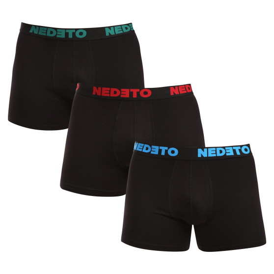 3PACK boxer da uomo Nedeto nero (3NB003b)